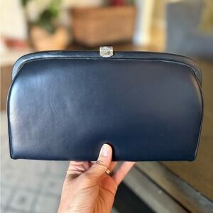 Vintage Harry Levine‎ Black ‘After Five’ Clutch With Satin Interior